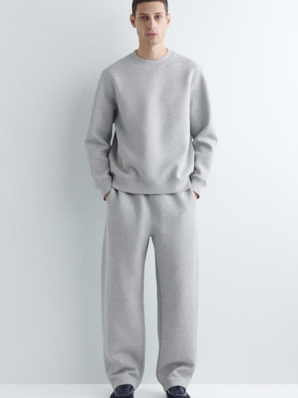 COS Gray Crewneck Scuba Sweatshirt and Pants Matching Set